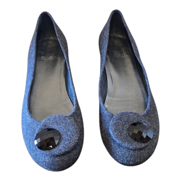 Stuart Weitzman Gray Wool Ballet Flats 7.5 - Picture 2 of 9